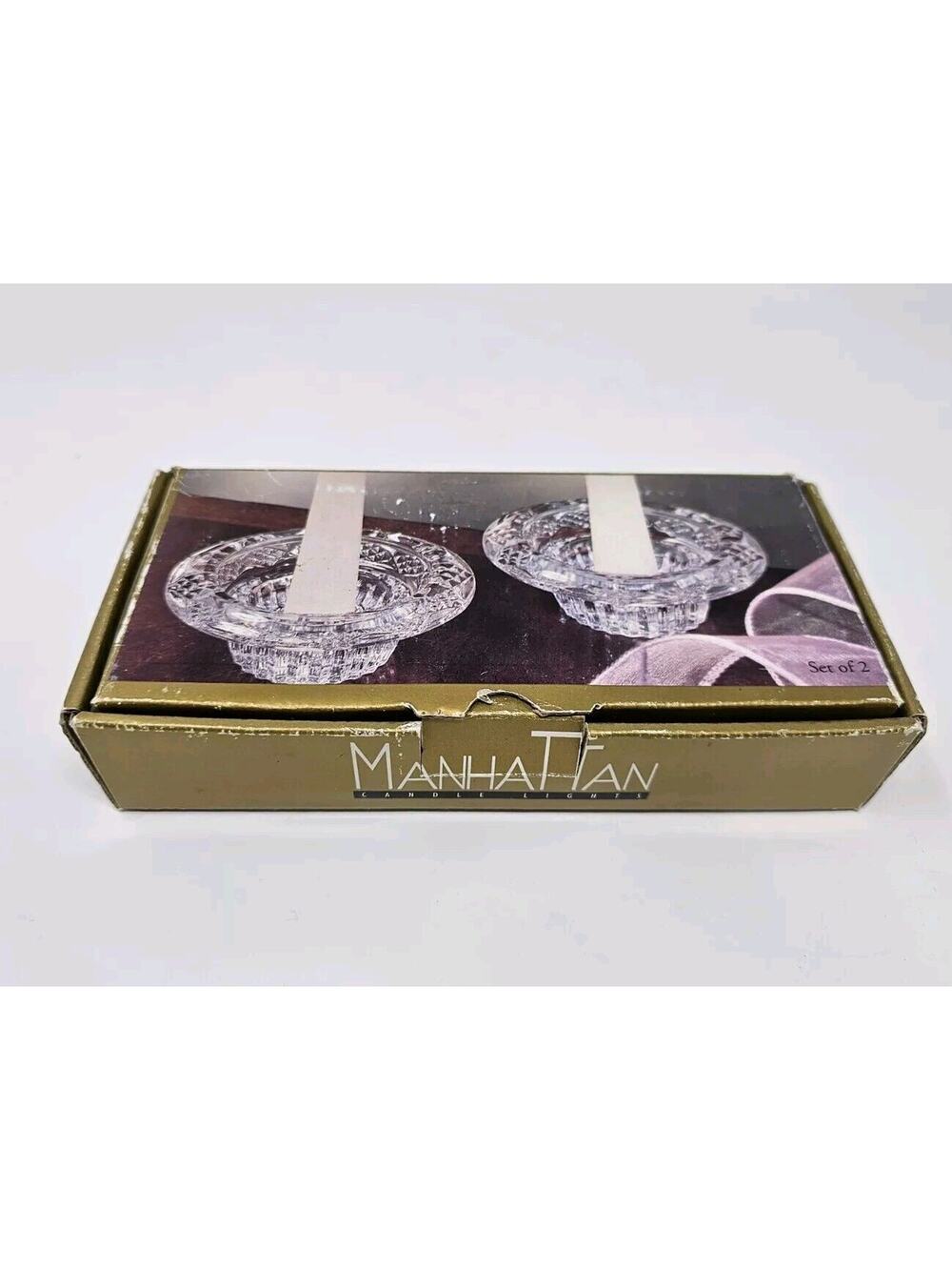 Manhattan Candle Lights (Moonlight 4") Set of 4 Cut Crystal Indonesia